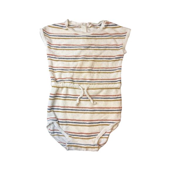 Quincy Mae Other - Quincy Mae Striped Organic Cotton Terry Cloth Romper Size 18-24 Months